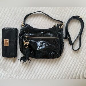 Michael Kors Black Purse and Matching Wallet